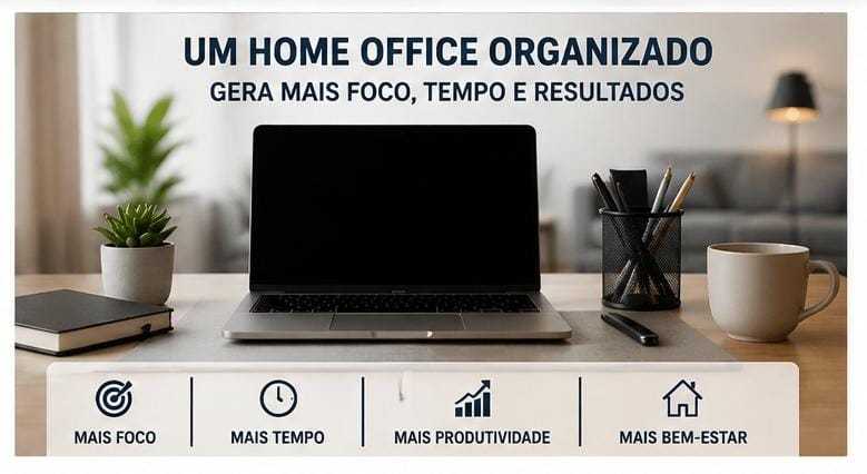 Home office organizado para melhorar a organização e produtividade no trabalho